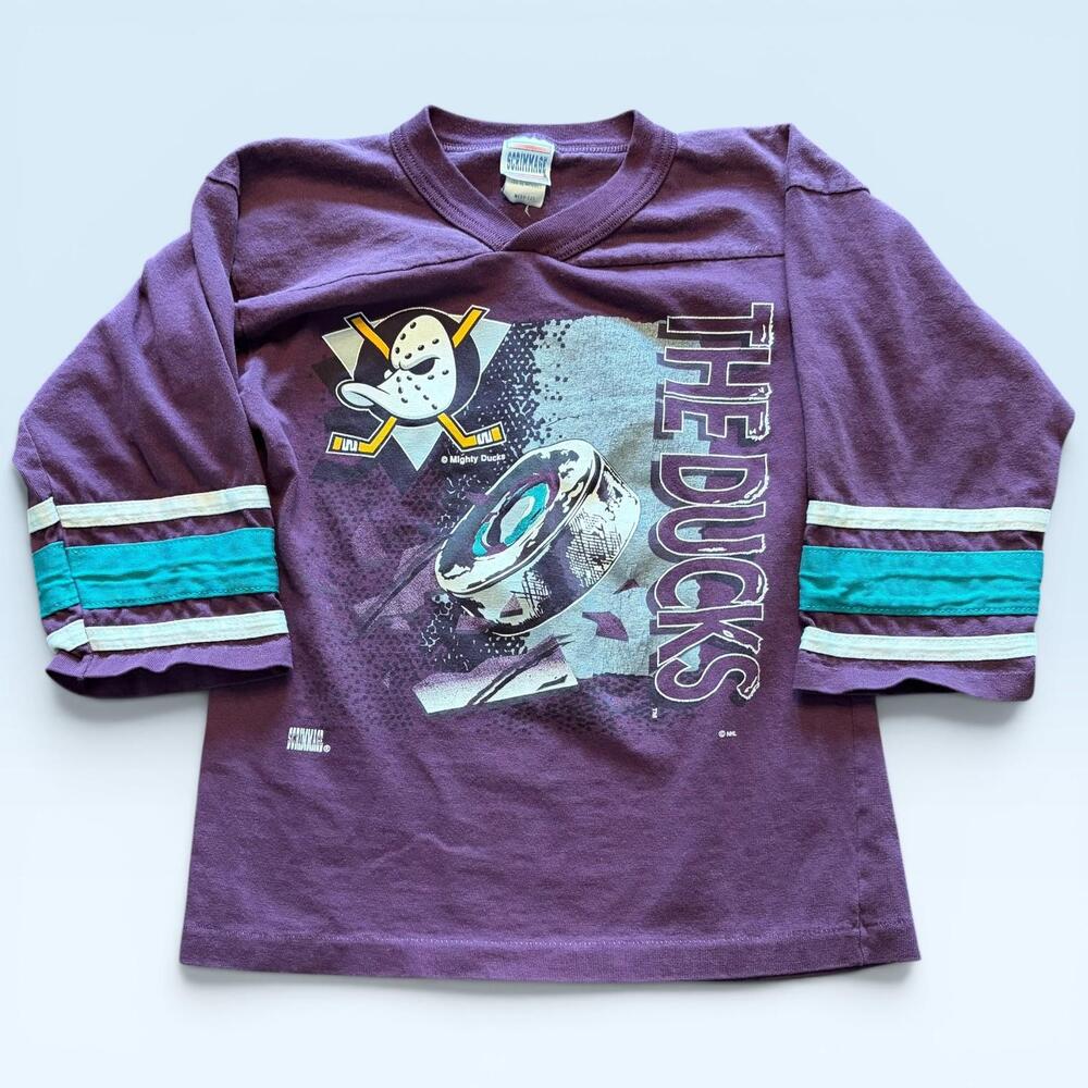 Vintage Mighty Ducks Of Anaheim Shirt Boys Medium NHL Hockey Scrimmage 90s